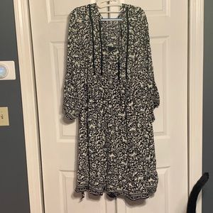 Mid length plus size swing dress with tie